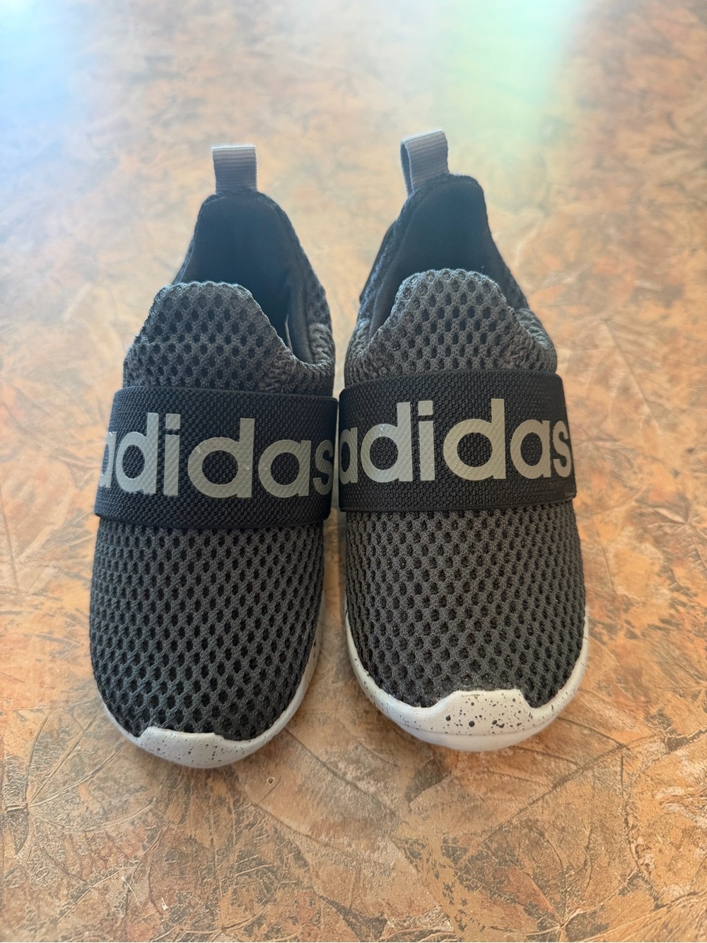 adidas Kids Black Slip-On Mesh Sneakers with White Speckled Sole